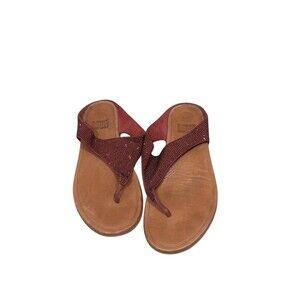 FitFlop Womens Size 10 Red Banda Glitz Thong Comfort Sandals Thong